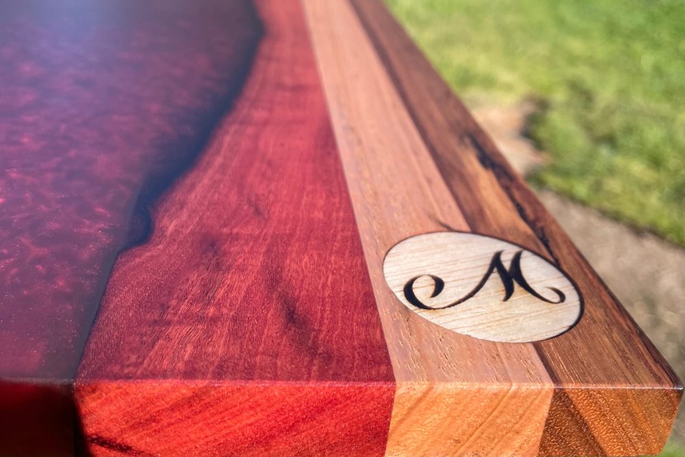 Handcrafted serving board by Metal Wood and Things, available for custom order throughout NSW-